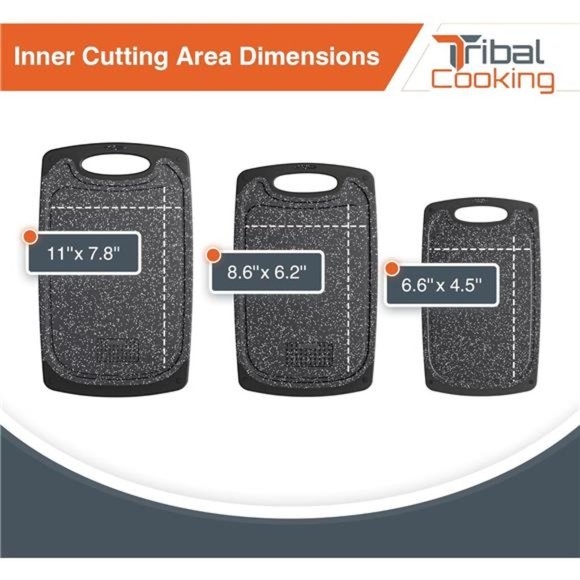 3 Set - Small to Extra Large Cutting Boards, Non-Slip Rubber Chopping Board Set - Picture 3 of 7